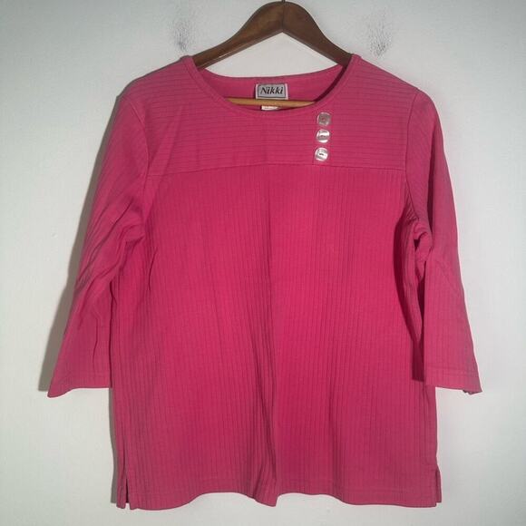 Nikki Pink Boxy Buttoned Blouse - Picture 1 of 3